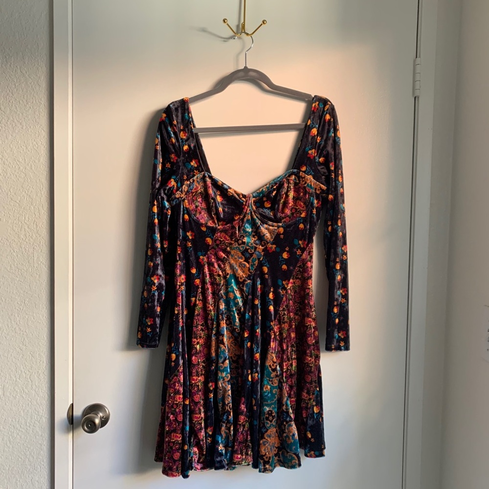 NEW Free People Velour Bust Skater Dress